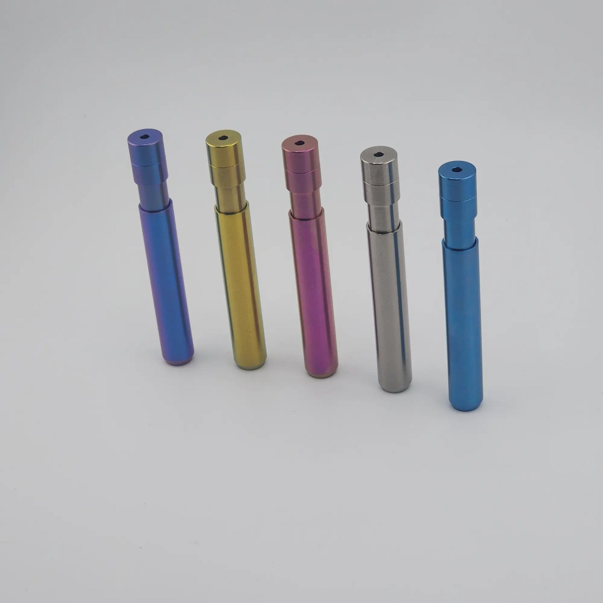 Spark Pipe — Blue-Gold-Pink-Silver-Blue anodized titanium one hitter
